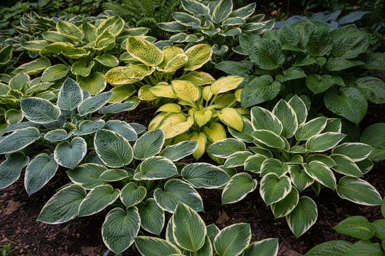 assorted hostas