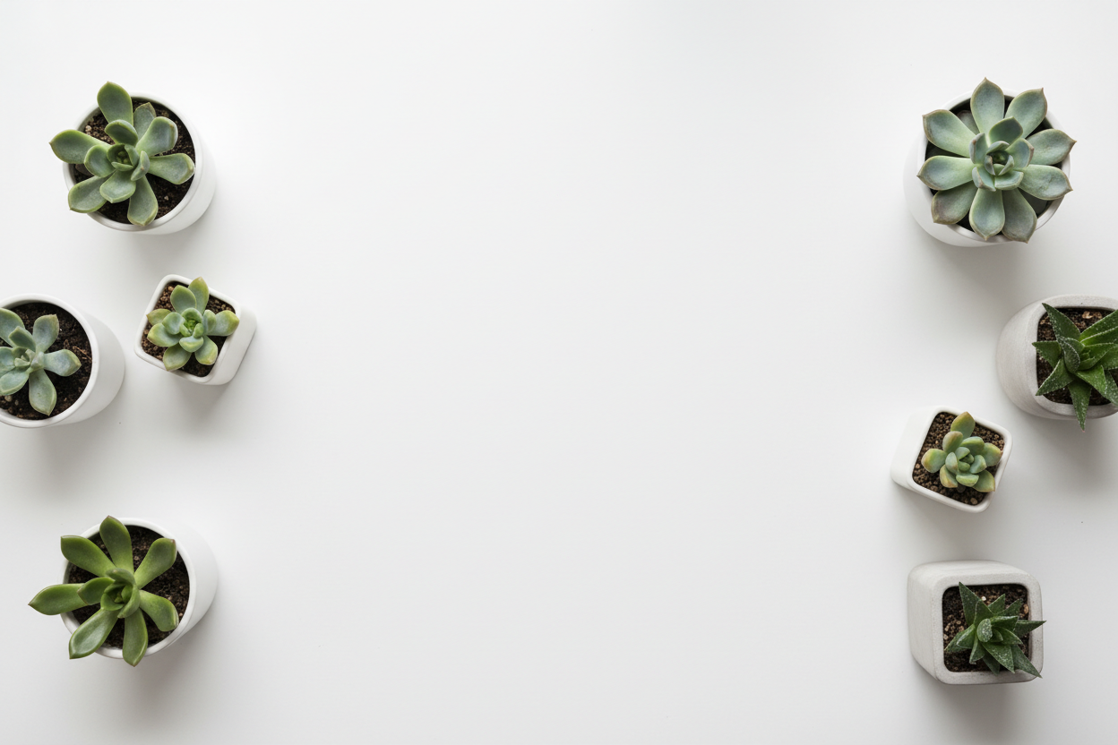 minimalist-modern-banner-or-header-with-succulent-plants-on-a-white-surface-with-lots-of-copyspace-for-your-text-top-view-flat-lay